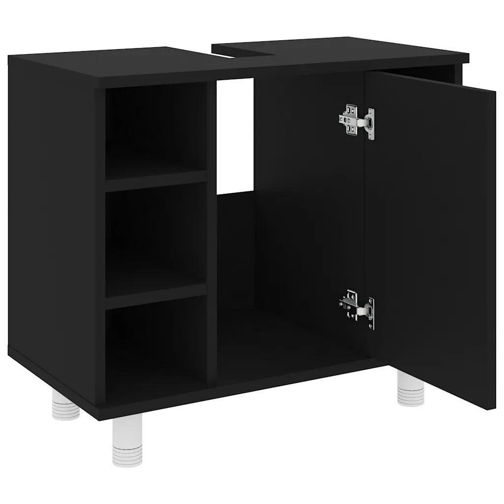 Mobile da Bagno Nero 60x32x53,5 cm in Legno Multistrato 802634