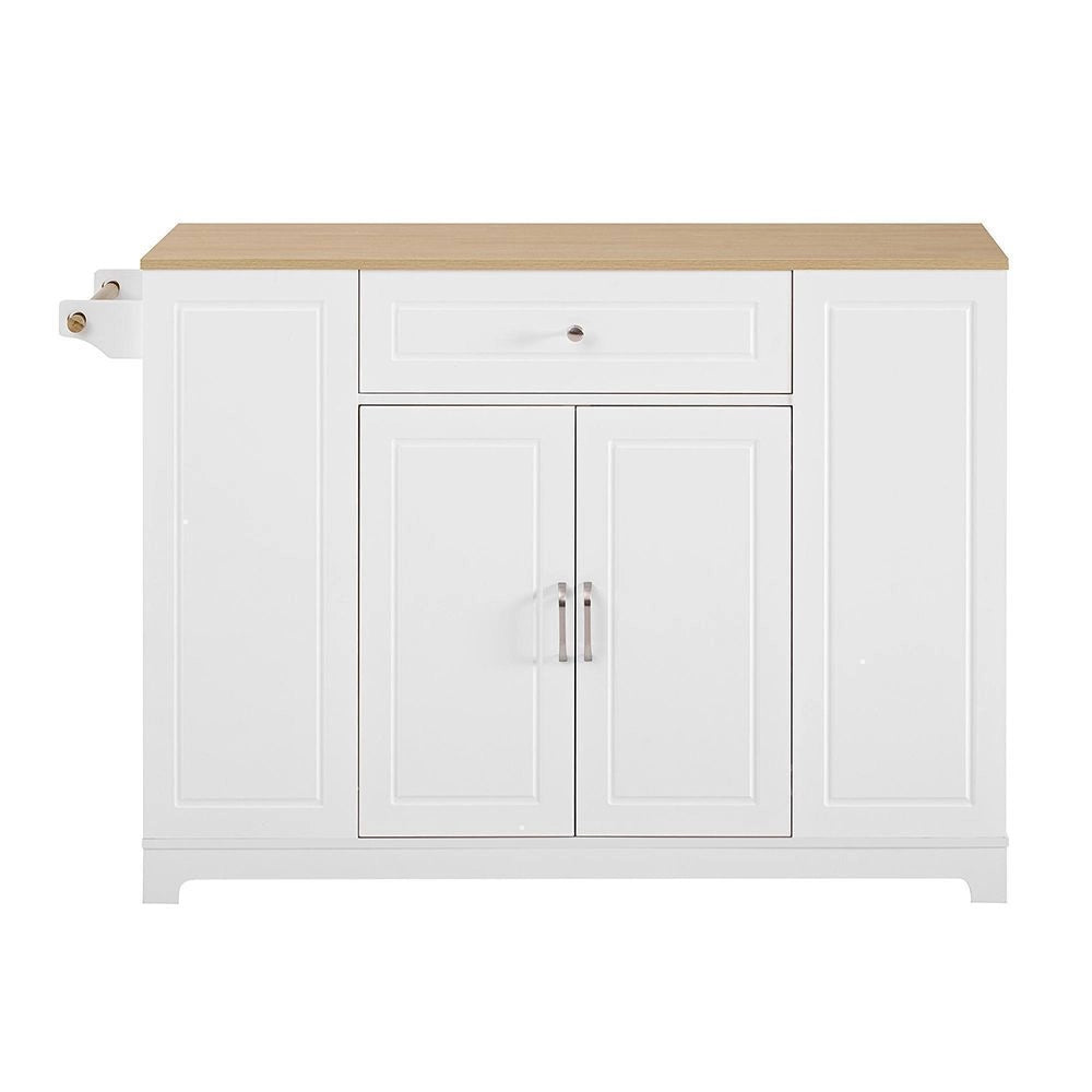 Isola da cucina mobile - Xylo - Bianco - Estensibile con tiroiri e cestino