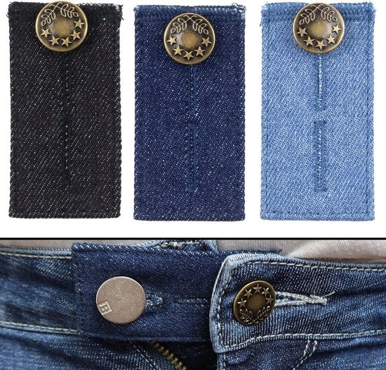 Verlentore per jeans - 3 pezzi - Reggiseno per gravidanza - Allungatore cintura - Allungatore cinturino per jeans - Reggiseno per gravidanza allungatore - Allungatore cintura per jeans - Allungamento cinturino per jeans, pantaloni, gonne e abiti