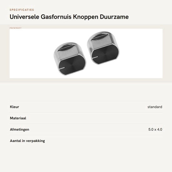 Fornuisknop Universale - Viti di Rimpiazzo - 2 Pezzi - 8x6mm - Acciaio - Zinco Duro - Fornellino