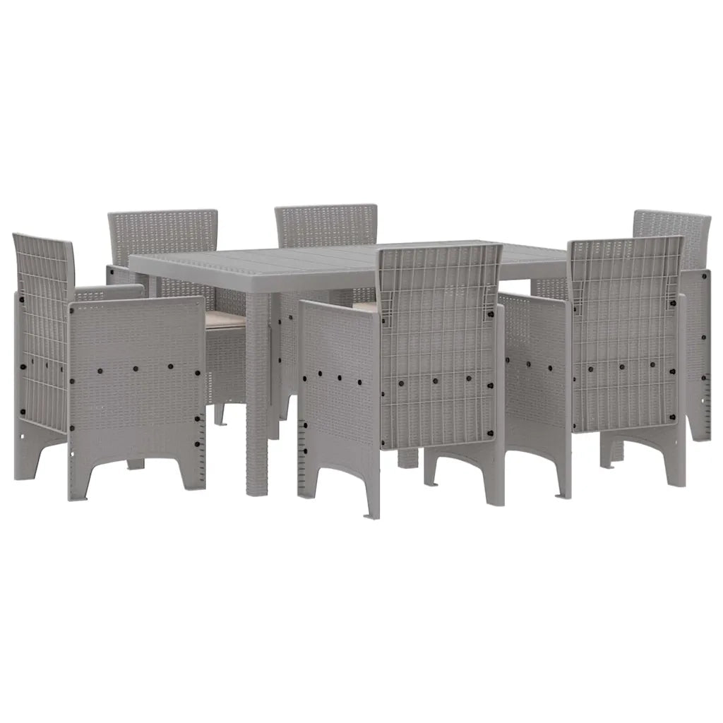 Set da Pranzo per Giardino 7 pcs Grigio chiaro Rattan Polt