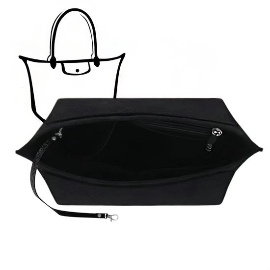 Organizzatore per borse di alta qualità per Longchamp, Organizzatore per borse L di velluto con chiusura con chiave (nero L)