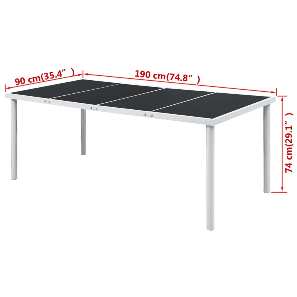Tavolo da Giardino | Tavolino da esterno 190x90x74 cm Nero in Acciaio