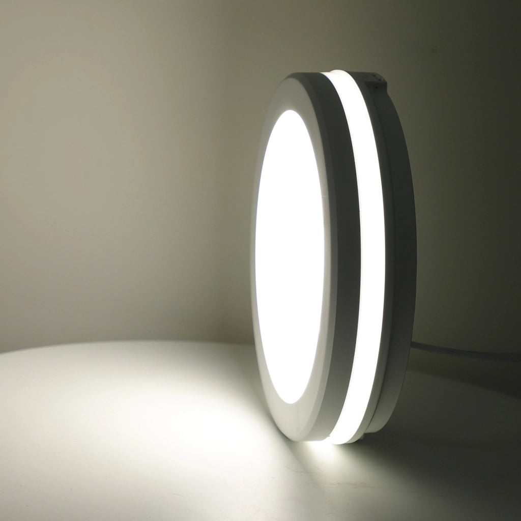 Alcapower Plafoniera LED Rotonda 15W IP54 IK08 CCT Selezionabile 3000K-4000K-6500K 1500lm Grigia, Design Compatto e Alta Efficienza Energetica