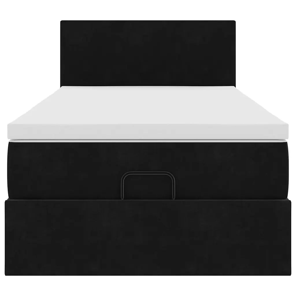 Struttura Letto Pouf con Materasso Nero 80x200 cm in Velluto