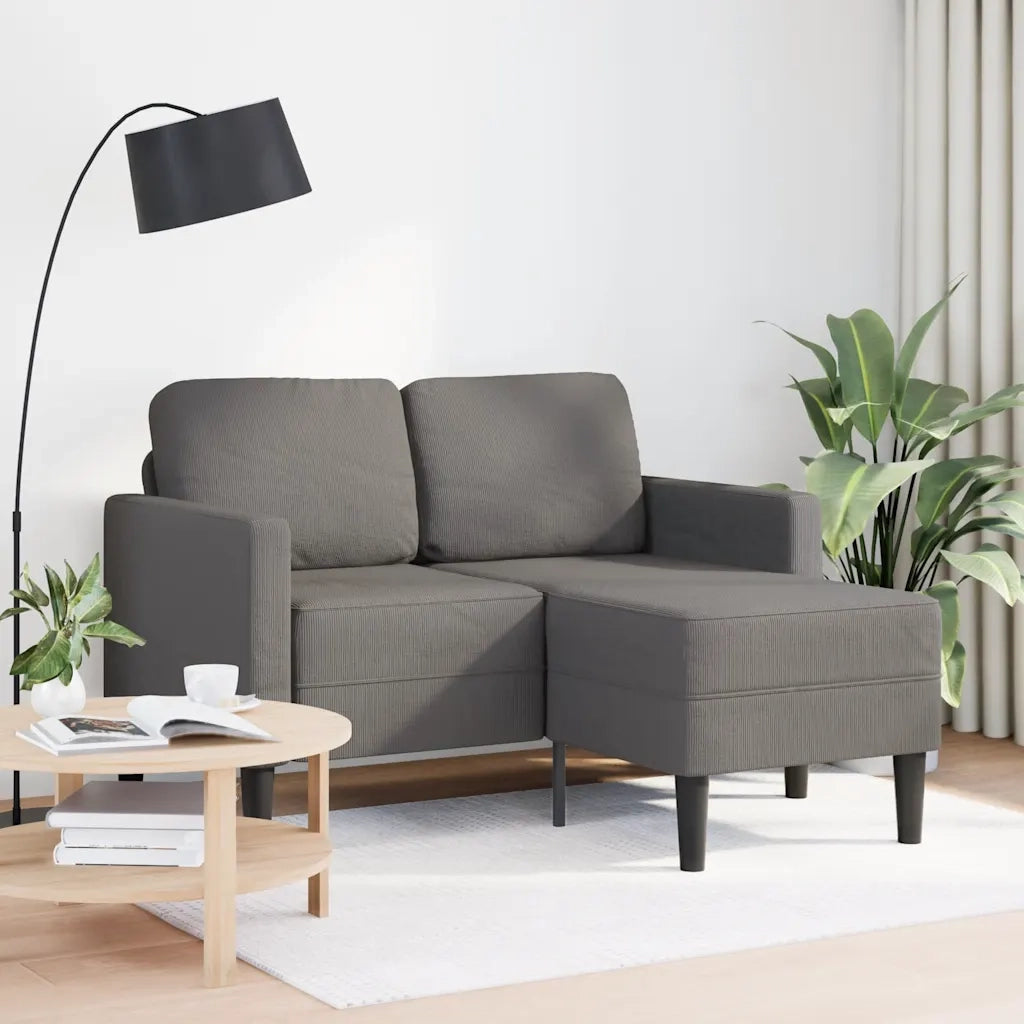 Divano 2 Posti con Chaise longue a L-Sofa 2 Posti con Chaise Grigio Chiaro 125 cm Lino