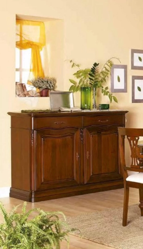 Madia credenza legno fregi tinta noce 154x52x104 - Mobili 2G