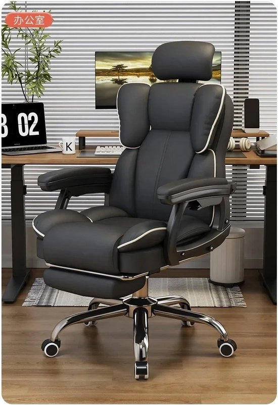 Sedia Ergonomica per Ufficio - Regolabile - Rivestimento in Tessuto - Ruote di Rotazione 360° - Gaming - Ufficio - Chaise Relax - Nero