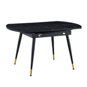 Tavolo da pranzo allungabile rotondo in MDF nero con gambe in metallo, per cucina e sala da pranzo, fino a 8 persone