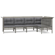 Set Divani da Giardino 5 pz | Set Salotto da Giardino con Cuscini in Polyrattan Grigio