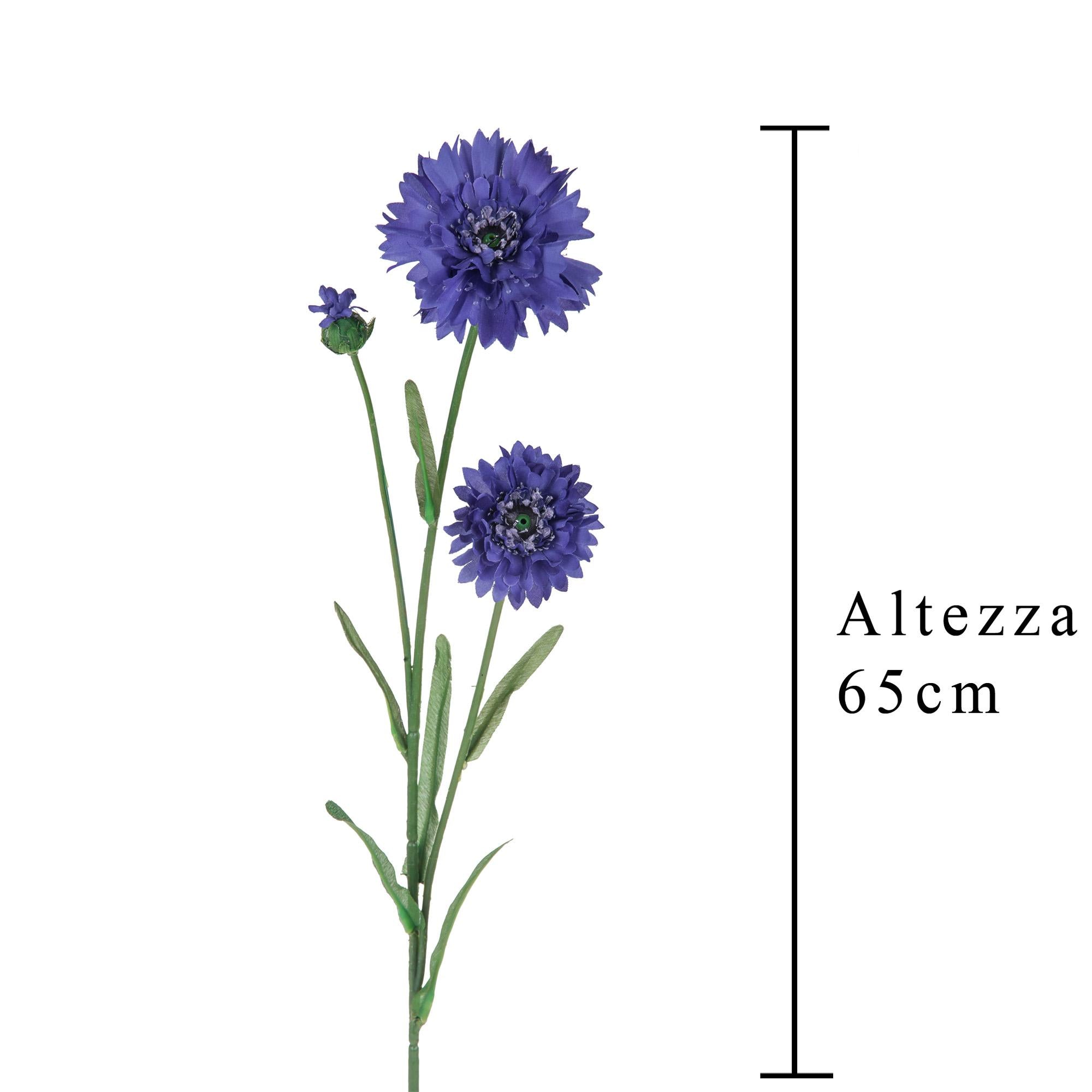Set 6 Fiordaliso Artificiali con Fiori Altezza 65 cm Blu