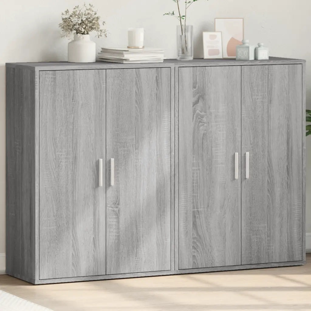 Credenze 2 pz | Madia | Buffet da pranzo | Armadio da pranzo Grigio Sonoma 60x31x84 cm in Legno Multistrato