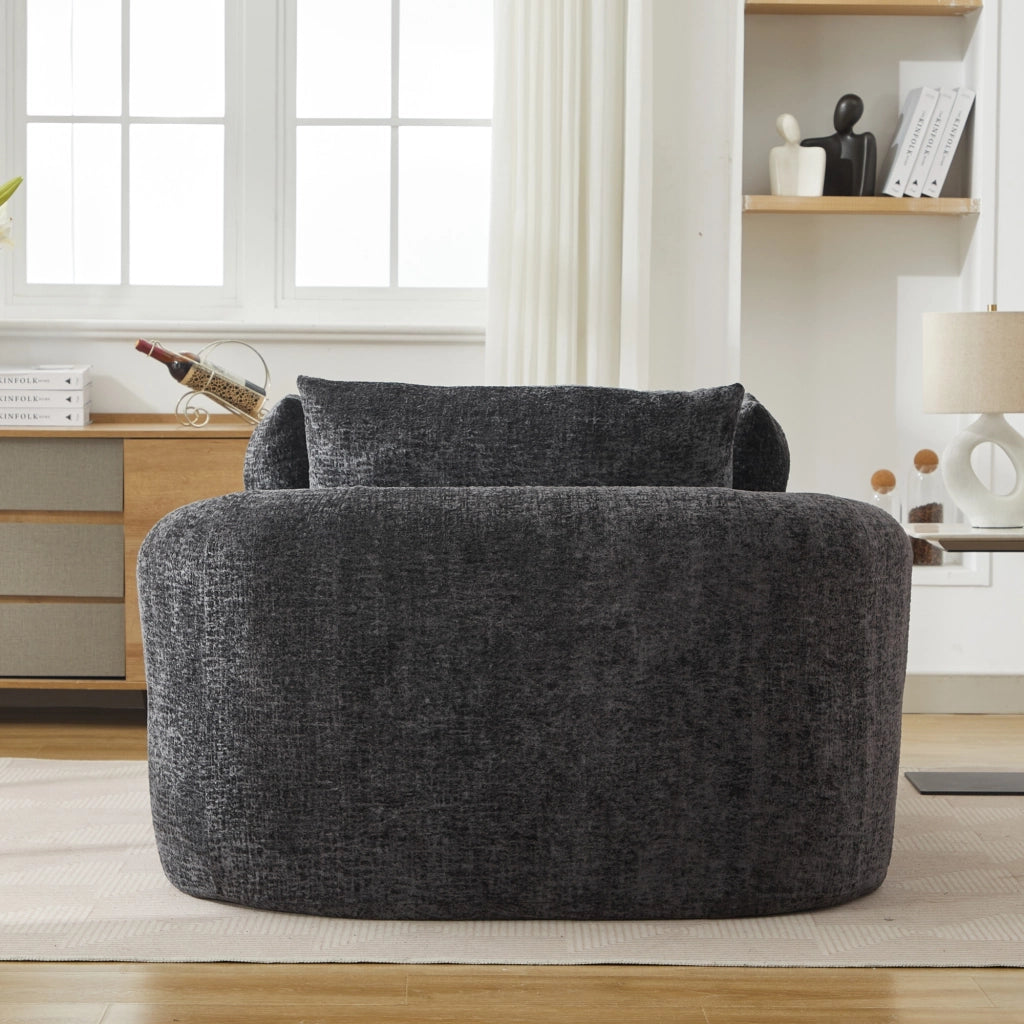 Divano chaise longue imbottito in velluto a coste con cuscino, letto estraibile per salotto, nero, senza montaggio