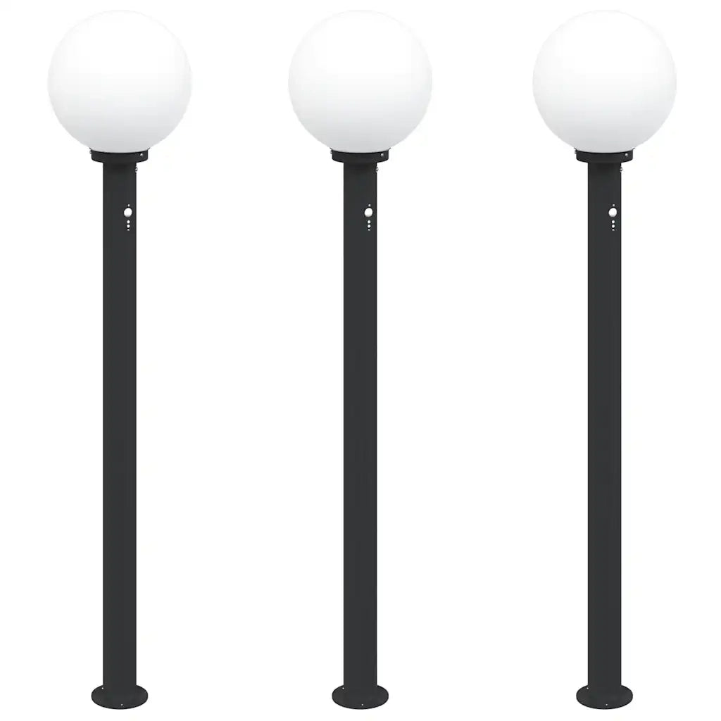 Lampioni a paletto con sensore 3 pz 120 cm neri IP44 4006118