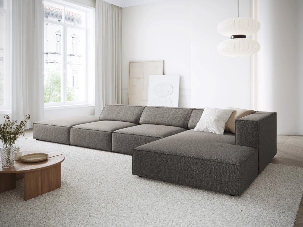 Cosmopolitan Design - Divano angolare destro "Arendal" 5 posti in ciniglia grigio 