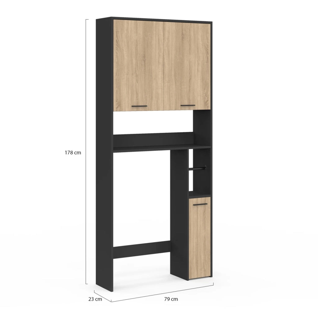 IDMarket - Scaffale WALLIS in legno di faggio con piano nero