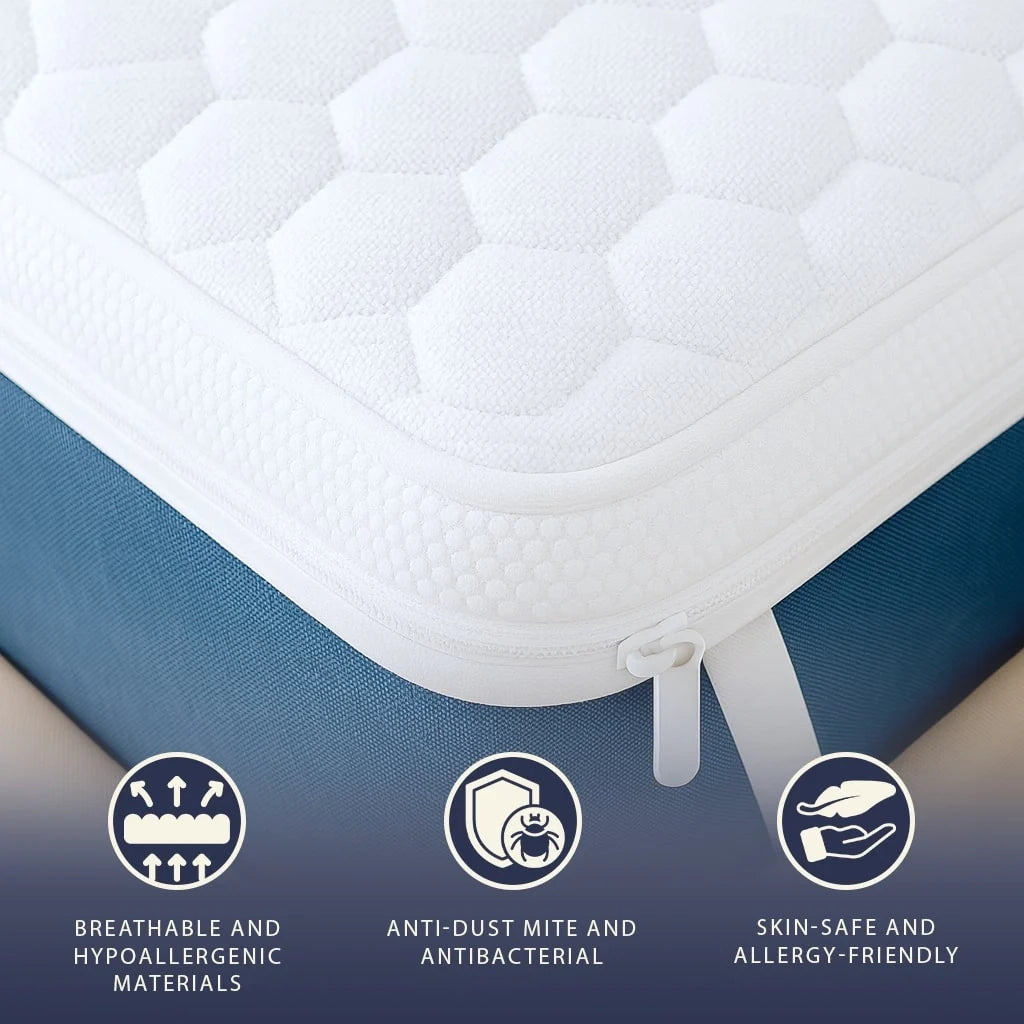 Topper 160 x 200 in Memory Foam con Altezza di 5 cm | Traspirante e Anallergico | Prodotto in Italia