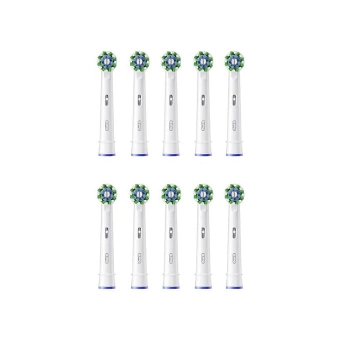 Oral-B EB50RX-10 Pro Cross Action Testine di Ricambio per Spazzolino Elettrico 10 Pezzi Tecnologia CrossAction Angolata 16° Testa Rotonda Colore Bianco