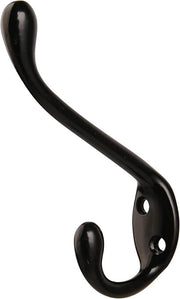 Gancio per Abito con Due Fori - Due Ganci per Abito con Viti - Ganci per Parete Antichi per Abiti Grande Portata per Cappello Abito Asciugamano Chiavi - Set da 6 (Nero)