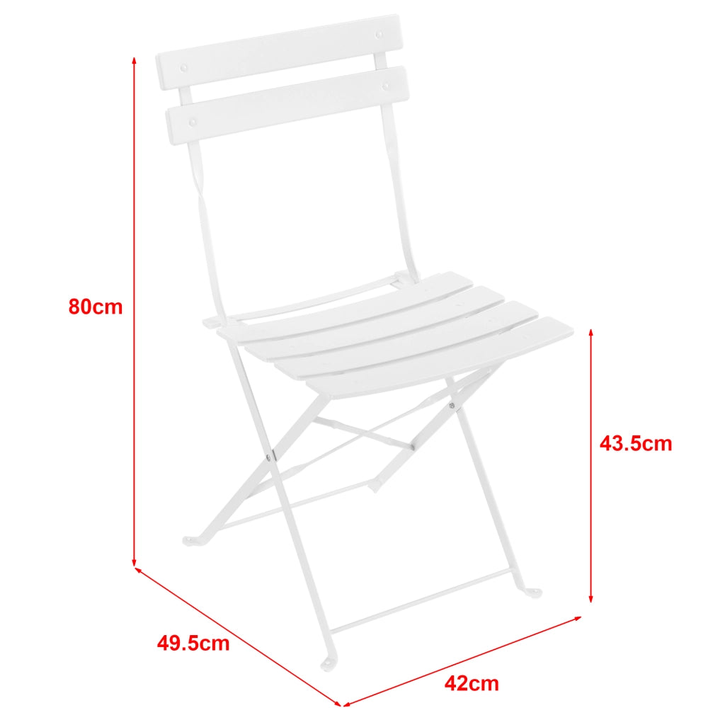 Set Bistrot Caprile da Esterno con Tavolino Rotondo e 2 Sedie in Acciaio Bianco [en.casa]