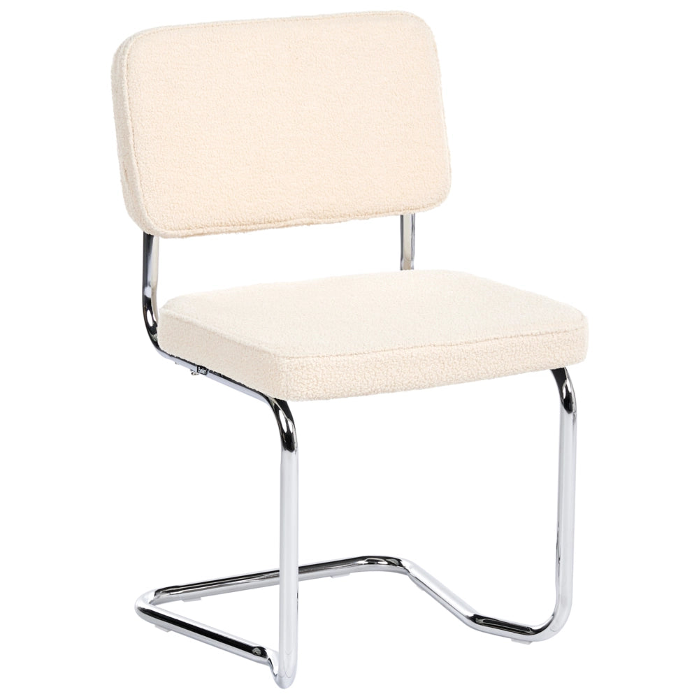 Set di 2 sedie da pranzo con rivestimento in bouclé beige chiaro e gambe in ferro stile retrò