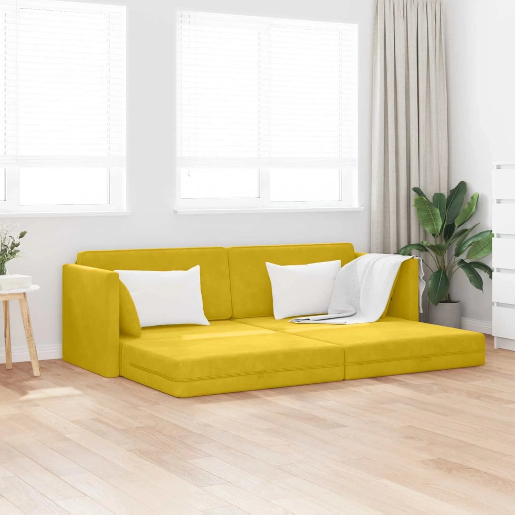 Divano-letto | Sof¨¤ letto | Letto singolo da pavimento Giallo 213 x 70 x 77 cm Velluto