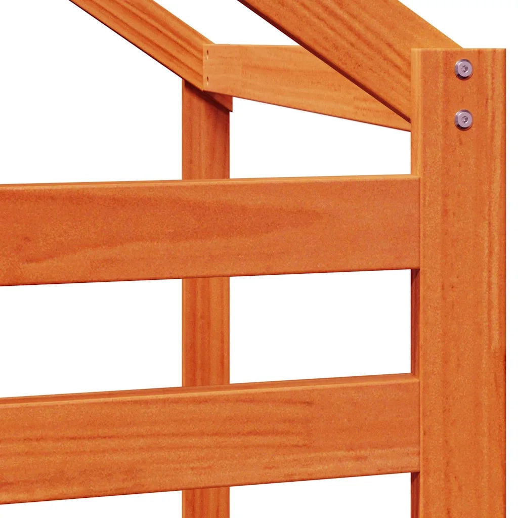 Tetto Letto Bambini Marrone Cera 198x97x113 Legno Massello Pino