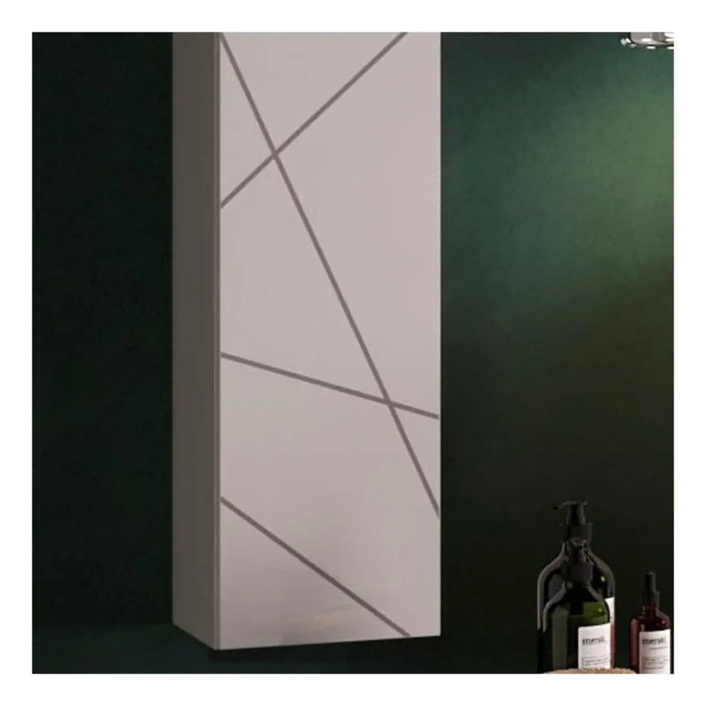 Mobile da bagno sospeso VITARIO – 1 porta – Bianco lucido – Design moderno