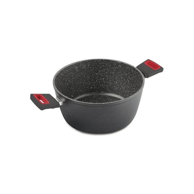 GHIDINI CIPRIANO SRL 22815N060 VIVA' LINE Casseruola con 2 Manici Diametro 28 cm Materiale Metallo Rivestimento Antiaderente colore Grigio e Rosso