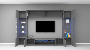 Parete Attrezzata Soggiorno 200x40x35 cm Egypt Grigio Antracite Opaco