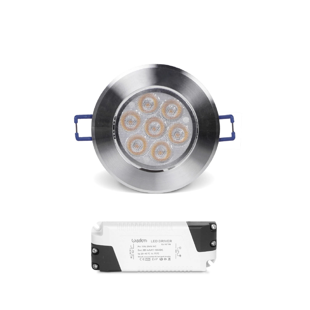 Faretto led da incasso orientabile con vetro opacizzato 7w 6000K luce fredda