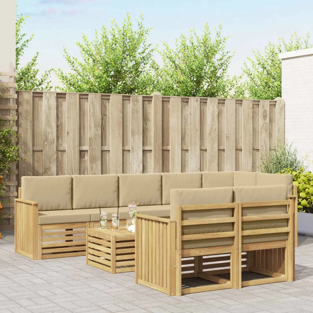 Set di divani da esterno 9 pcs Bianco e Beige 59 x 59 x 37 cm 3392073