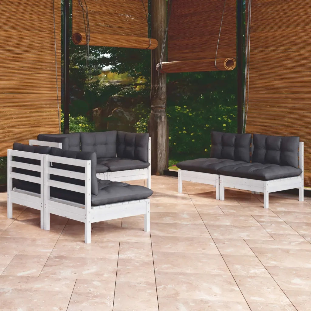 Set Divani da Giardino 6 pz con Cuscini in Massello di Pino cod mxl 44423