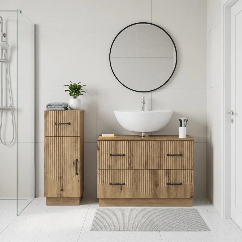 Set di Armadi da Bagno da 2 Pezzi HOORN Rovere Artigianale 3417719