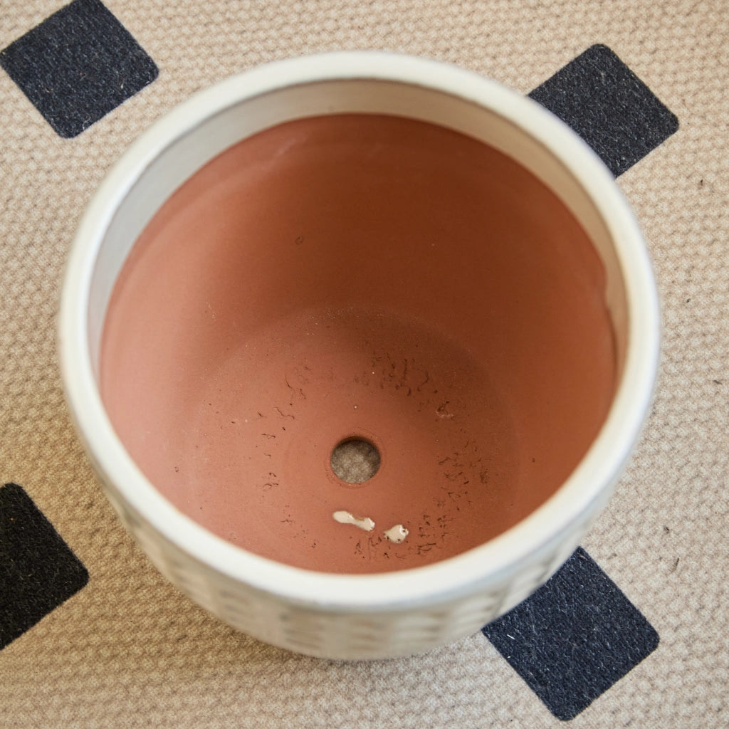 Fioriera a più livelli set di 3 vasi in ceramica con rilievo a nido d'ape per interno e balcone bianco crema