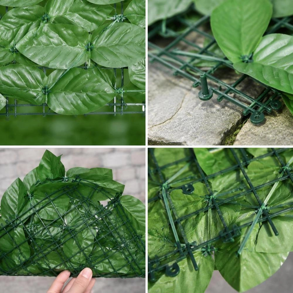 Balcony Privacy Screen With Green Leaves 200x100 Cm