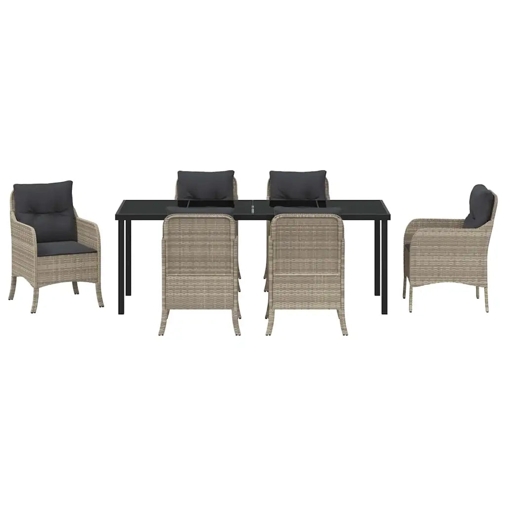 Set da Pranzo per Giardino 7 pcs Grigio chiaro polyrattan 3380188