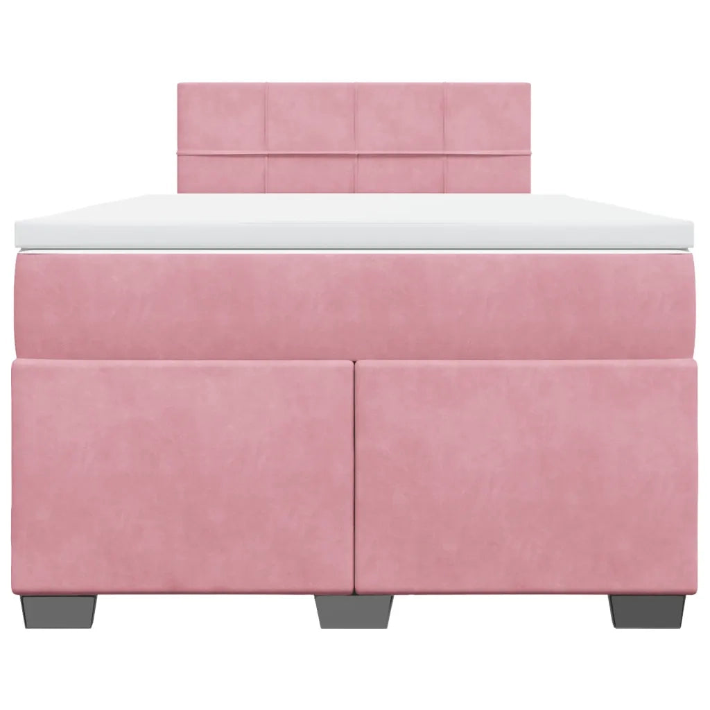 Giroletto a Molle con Materasso Rosa 120x190 cm in Velluto