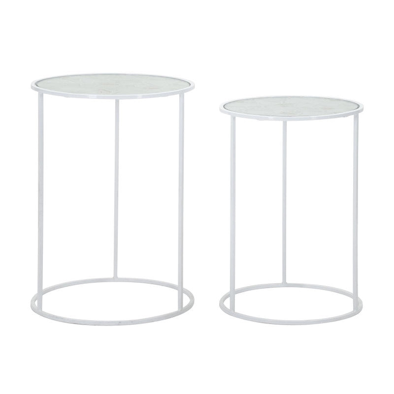 Tavolinetti White Harts Coppia cm ø 43x60-38x55