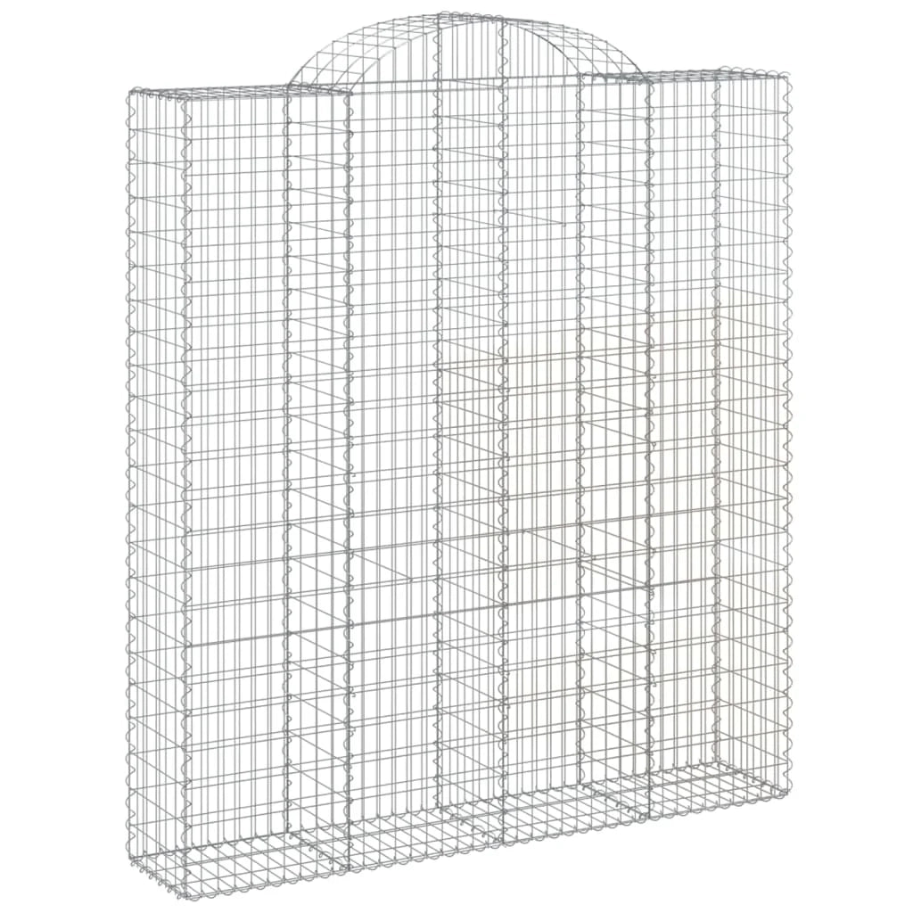 Set di 9 gabbioni ad arco per recinzione gabbia o muro di contenimento 200 x 50 x 220/240 cm ferro zincato argento 02_0041267