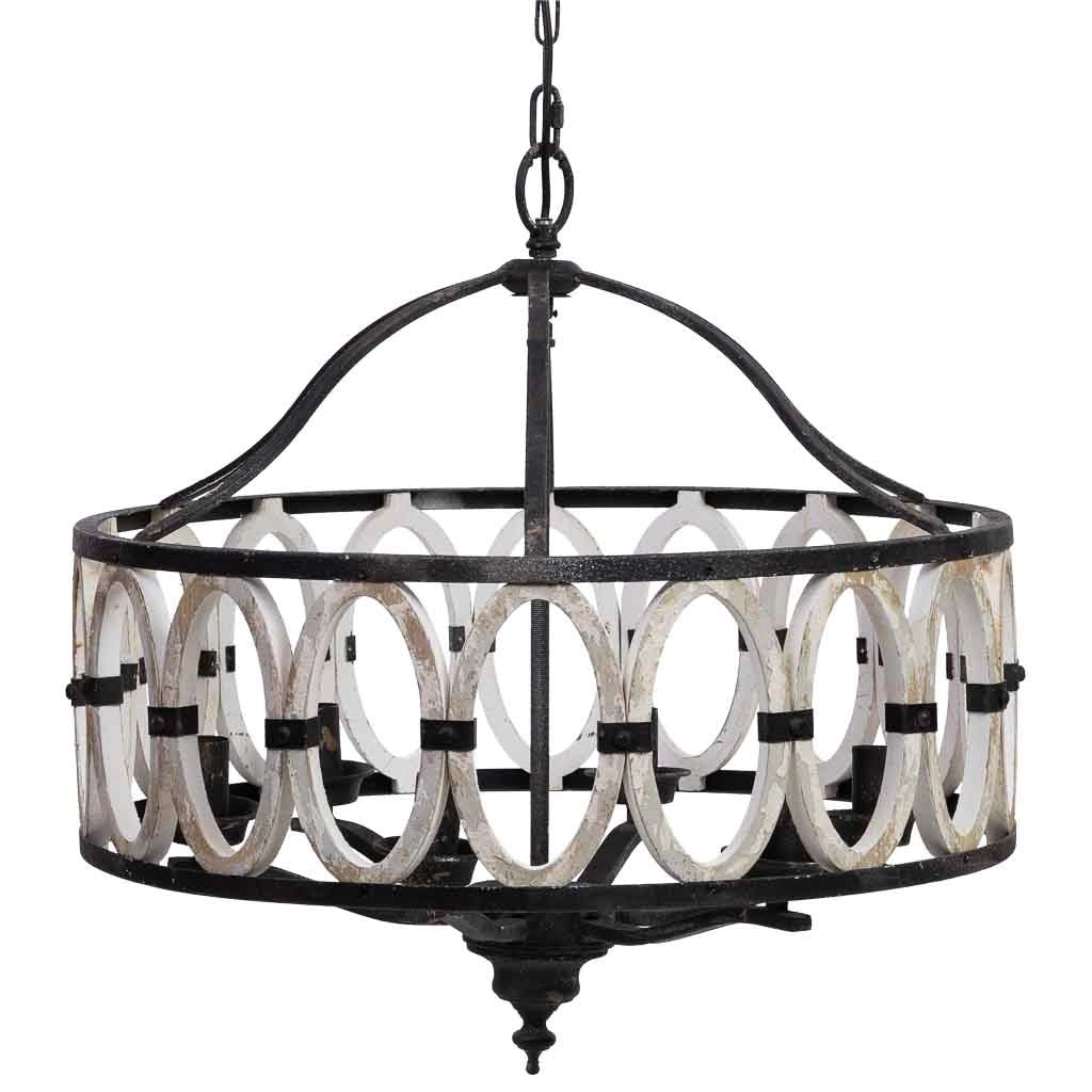 Lampada da soffitto rotonda in legno e metallo nero D63x63x63h cm
