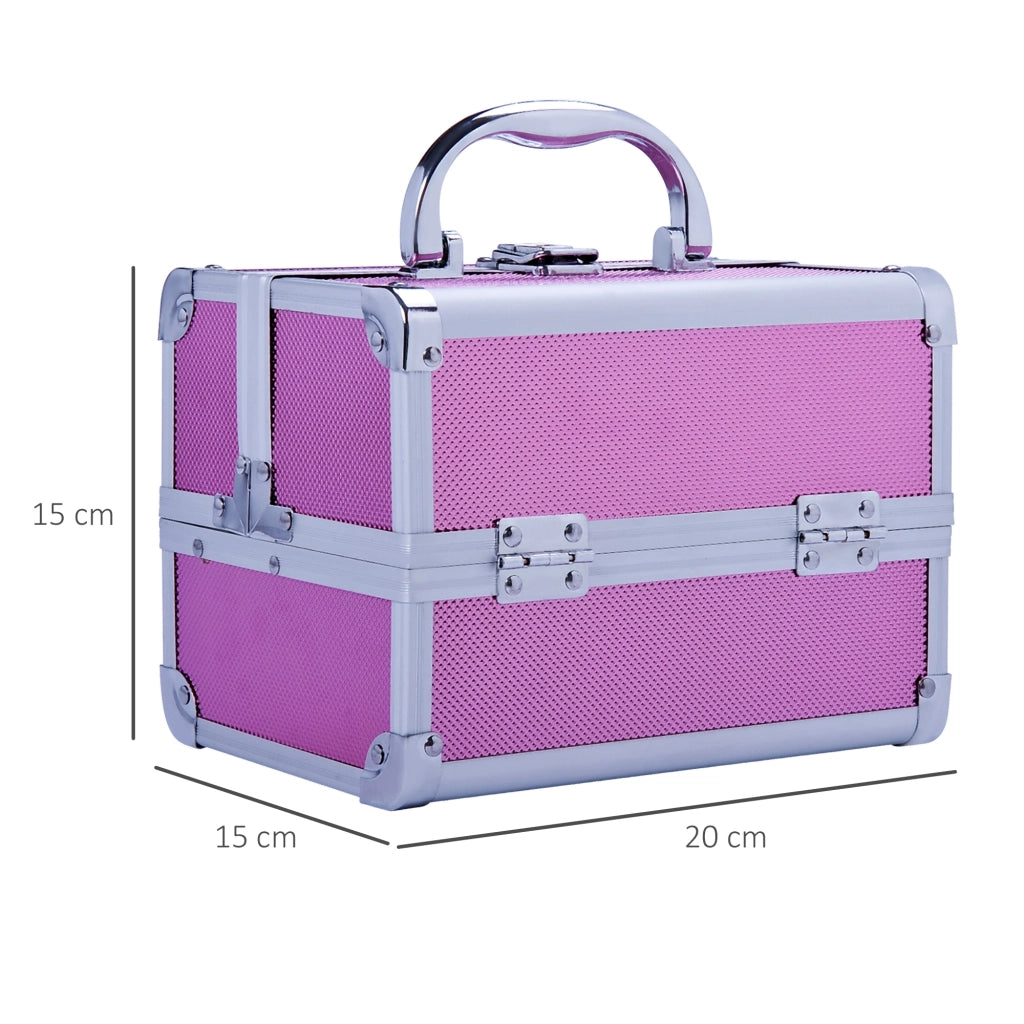 Malet¨ªn Maquillaje Profesional Estuche de Cosm¨¦tico Port¨¢til con Bandejas de 3 Niveles y Espejo 2 Llaves para Joyero Manicura Viaje 20x15x15 cm Rosa ¨C zephmum ¨C Rosa