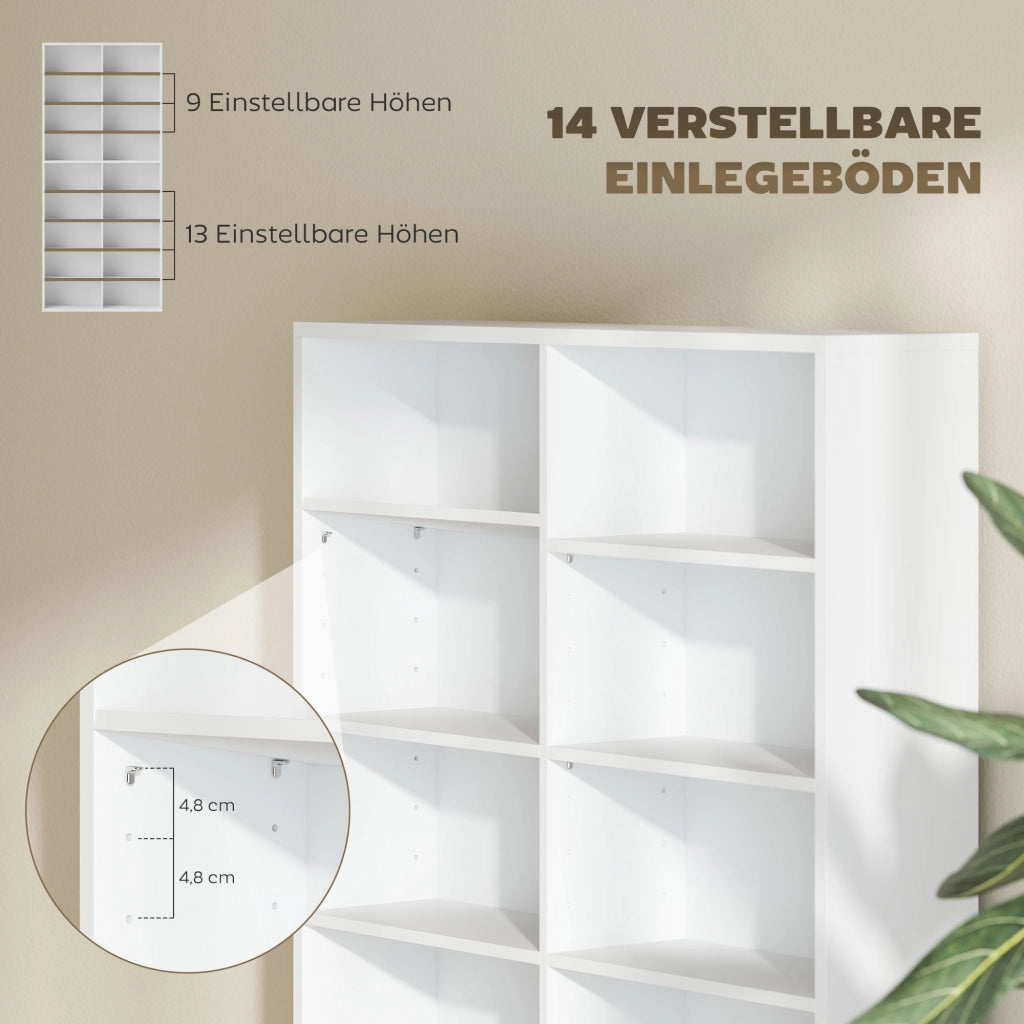 Libreria per DVD e CD ¨C Minimal ¨C 14 ripiani regolabili, 18 scomparti, bianco, 175x?x?