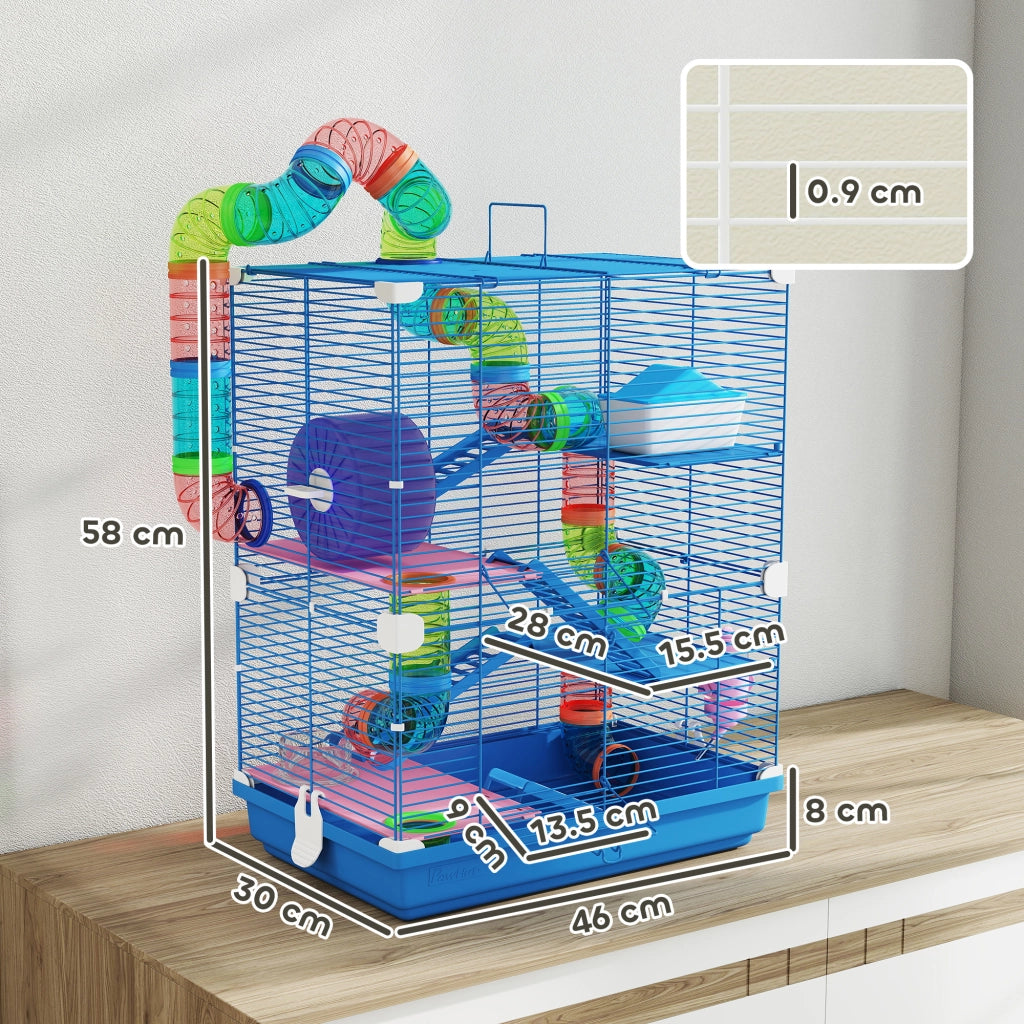 Casetta per Criceti a 5 Livelli con Tubi e Accessori ¨C zephmum ¨C 46x30x58 cm