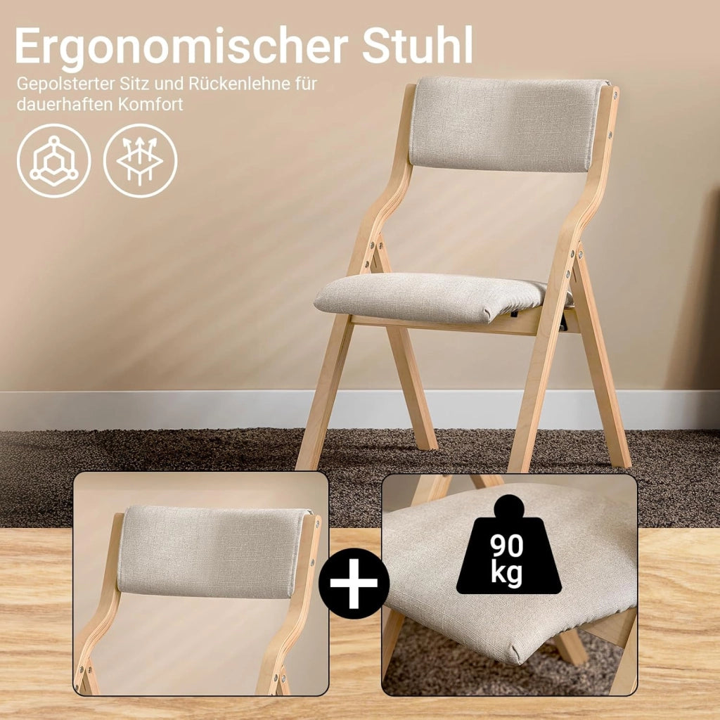 Sedia Pieghevole da Pranzo con Seduta e Schienale Imbottiti, Design Elegante e Salvaspazio, Comoda e Resistente, Facile da Riporre, Perfetta per Cucina, Ufficio e Esterno, Grigio FST40-HG