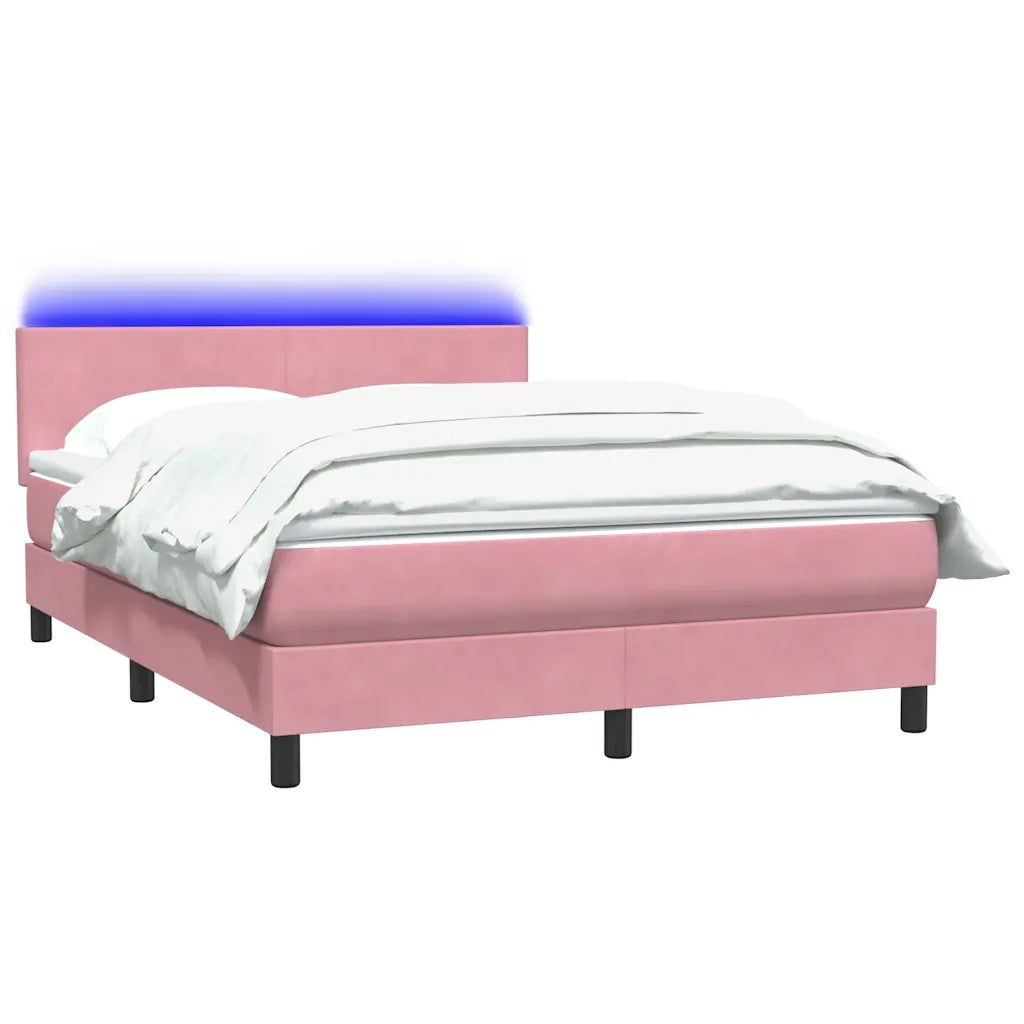 Letto a Molle con Materasso e LED Rosa 140x210 cm in Velluto 3316694