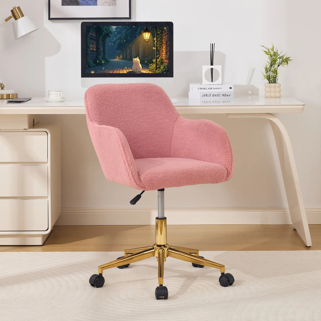 Sedia da ufficio Teddy rosa regolabile e girevole a 360°