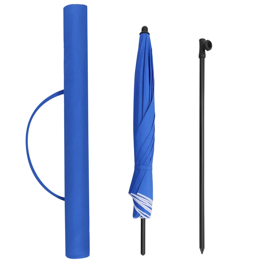 Ombrellone dritto diametro 160 cm UV 50+ stecche in fibra di vetro telo in poliestere inclinabile borsa per il trasporto terrazza giardino balcone spiaggia blu 12_0001648