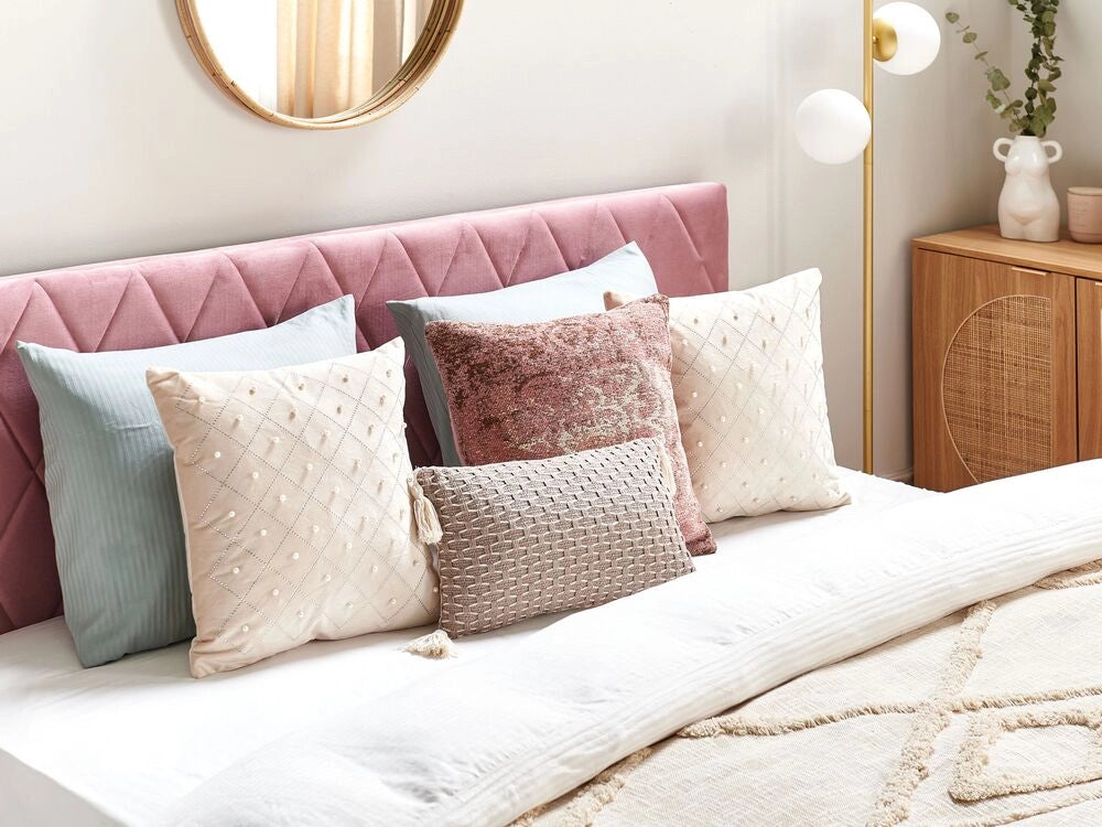 Set di 2 cuscini in velluto beige argento 45 x 45 cm glamour soggiorno camera da letto