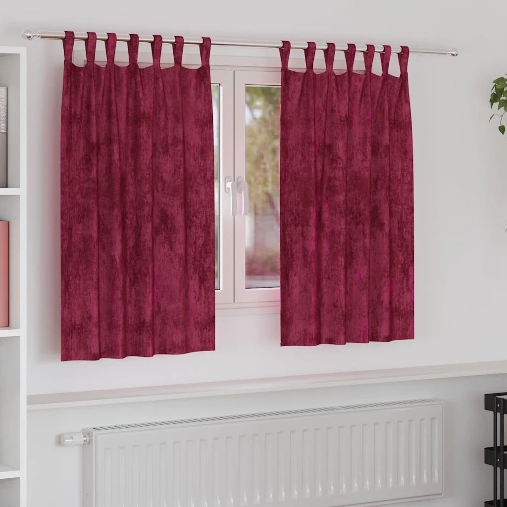 Tende in Velluto 2 pcs Rosso Vino 140 x 140 cm Velluto 4107713